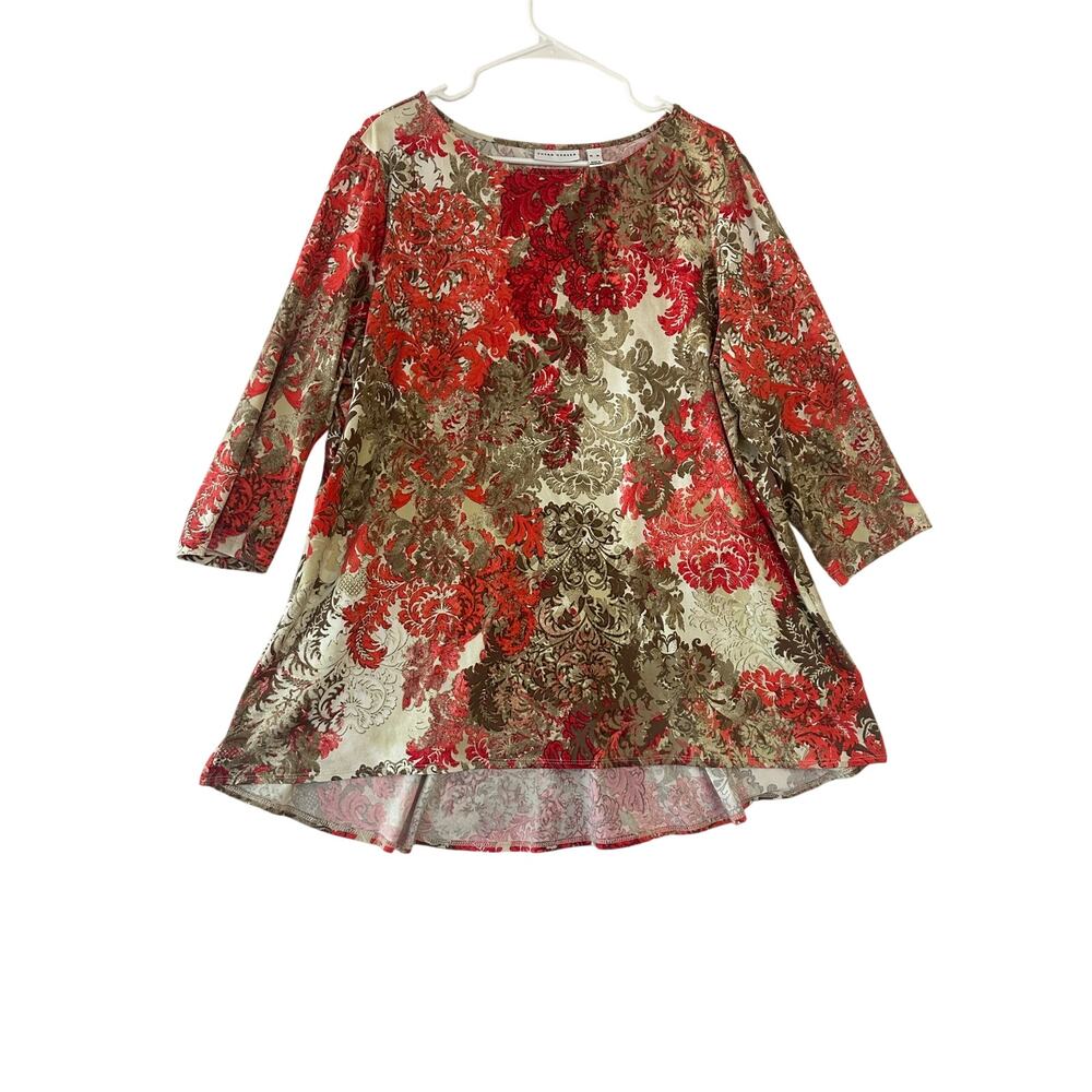 Susan Graver A-Line Tunic Top XL Floral Classic Mature
